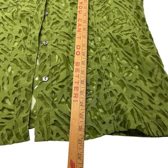 Junglecore sheer cutout shirt green artsy‎ statement layer size L - Picture 7 of 7